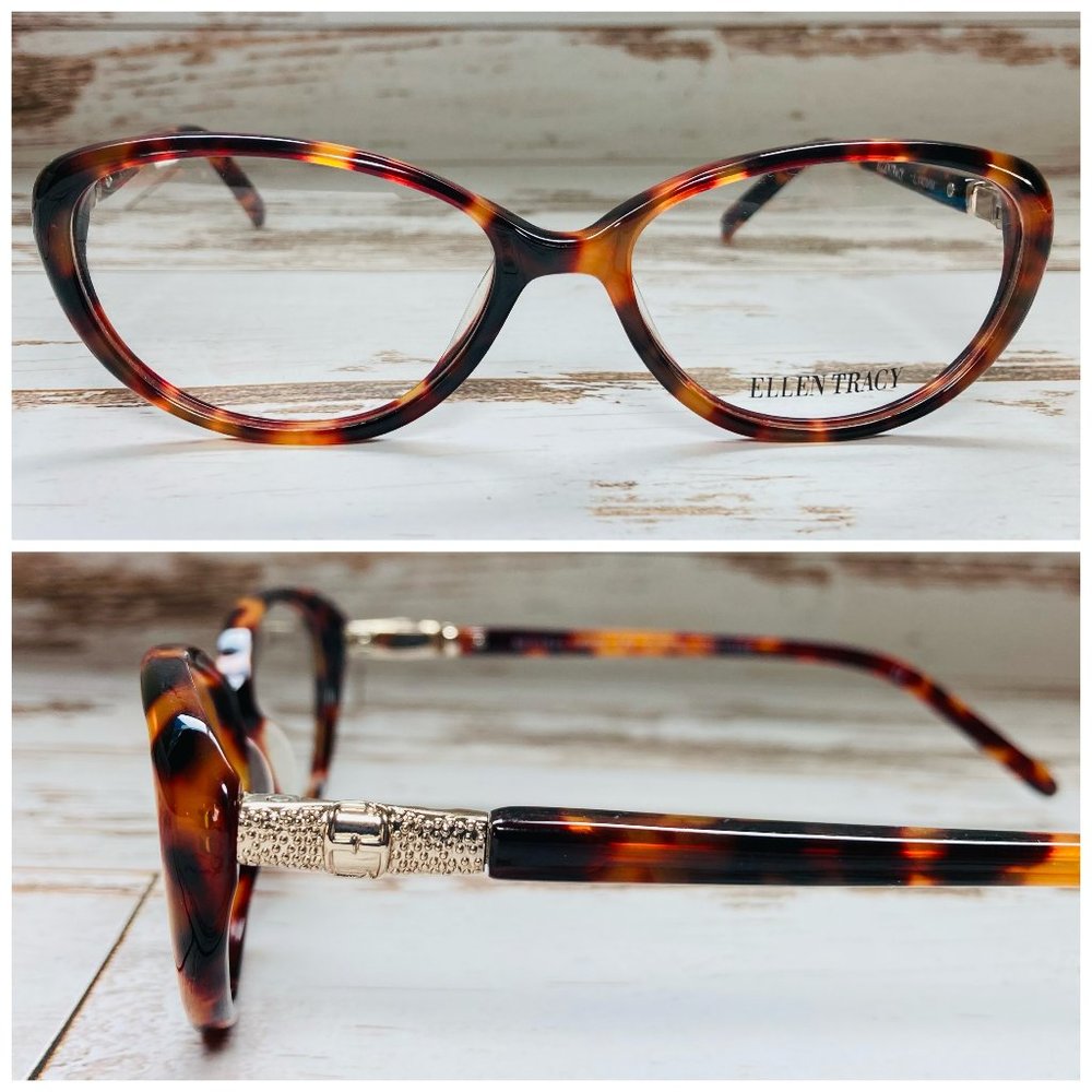 Ellen Tracy Cat Eye Tortoise Brown Eyeglasses Glasses Frames NWOT